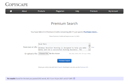 Copyscape: No Plagiarism Detected