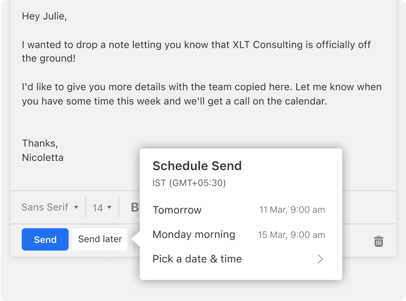 Business Email Hosting - Schedule Send